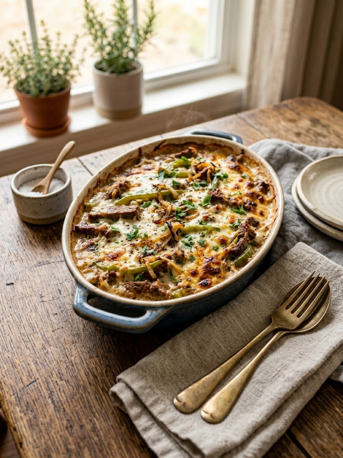 Serving and variation ideas for Low Carb Philly Cheesesteak Casserole