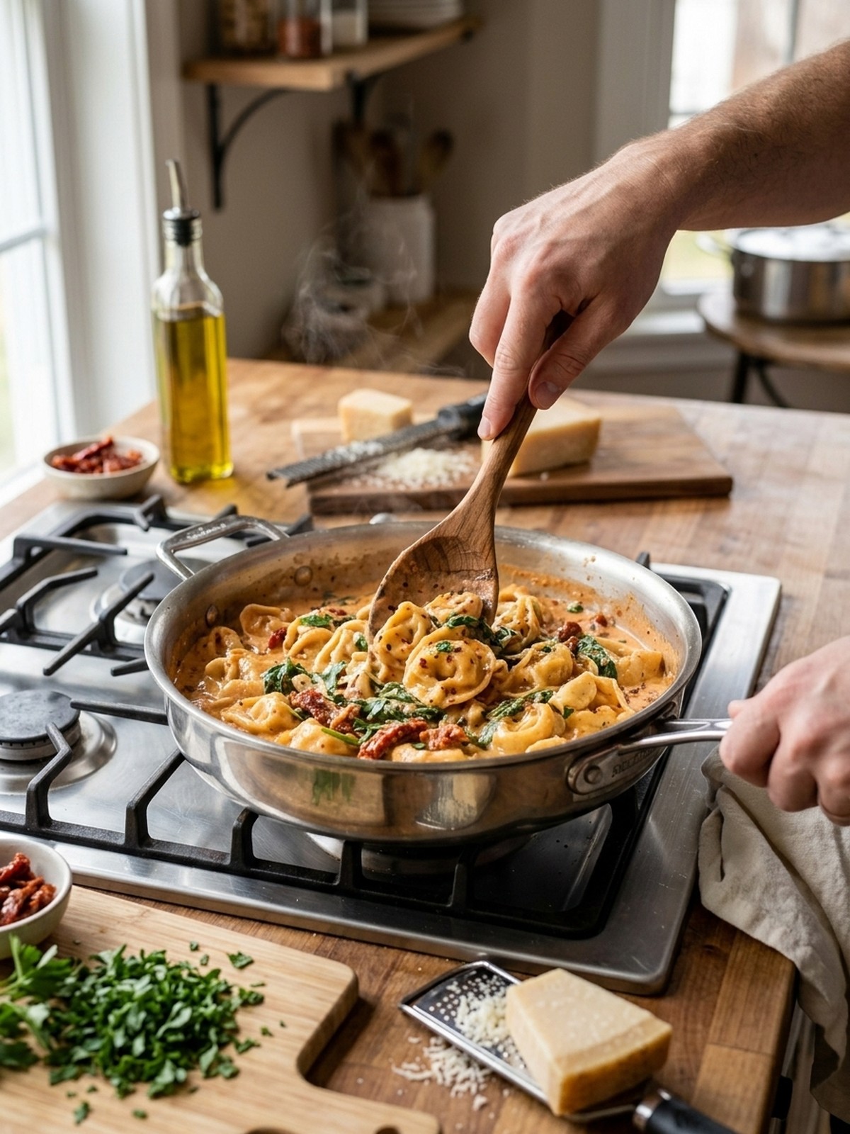 Step by step preparation of Marry Me Tortellini