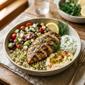 Mediterranean Lemon-Dill Chicken Bowls