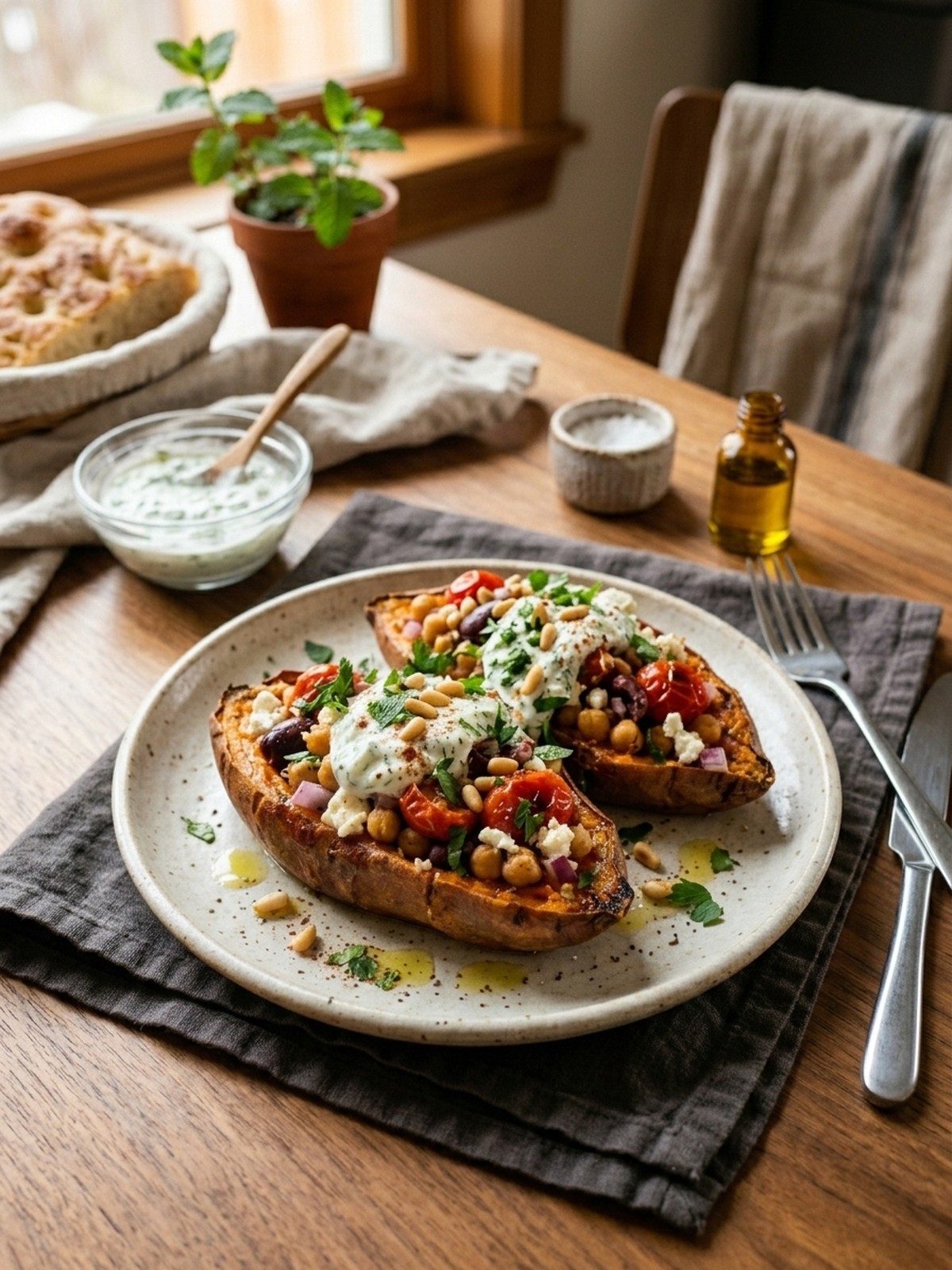 Serving and variation ideas for Mediterranean Stuffed Sweet Potatoes