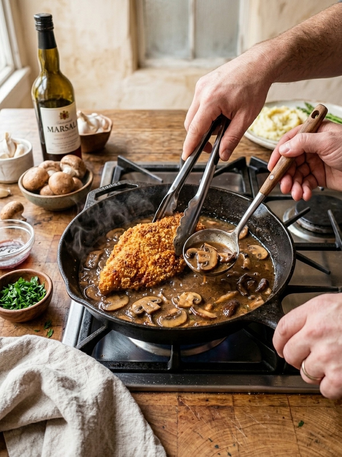 Step by step preparation of Morton’s Steakhouse Chicken Christopher