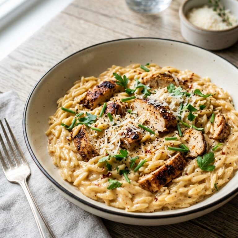 One Pot Cajun Chicken Alfredo Orzo