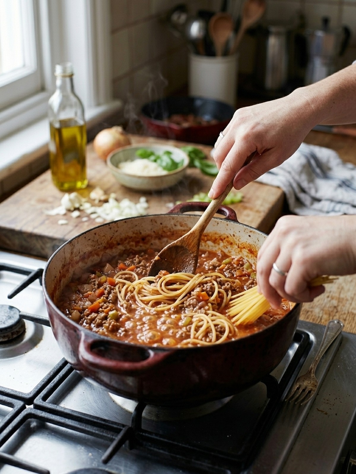 Step by step preparation of One Pot Spaghetti