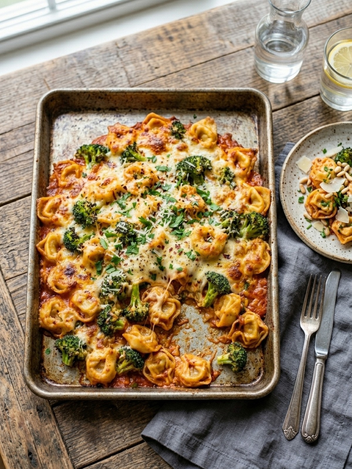 Serving and variation ideas for Sheet Pan Broccoli Tortellini Bake
