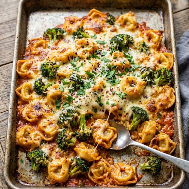 Sheet Pan Broccoli Tortellini Bake