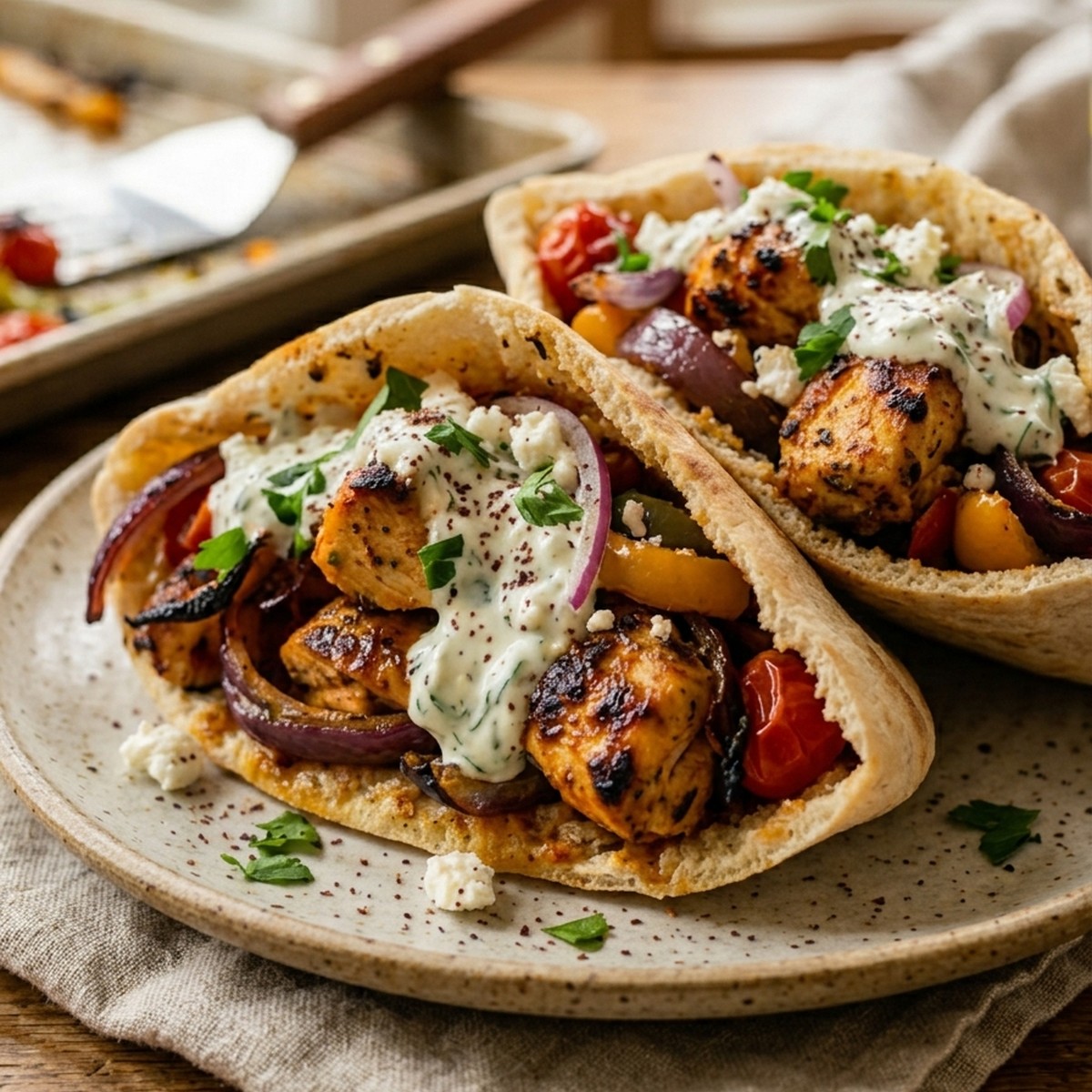 Sheet Pan Chicken Pitas