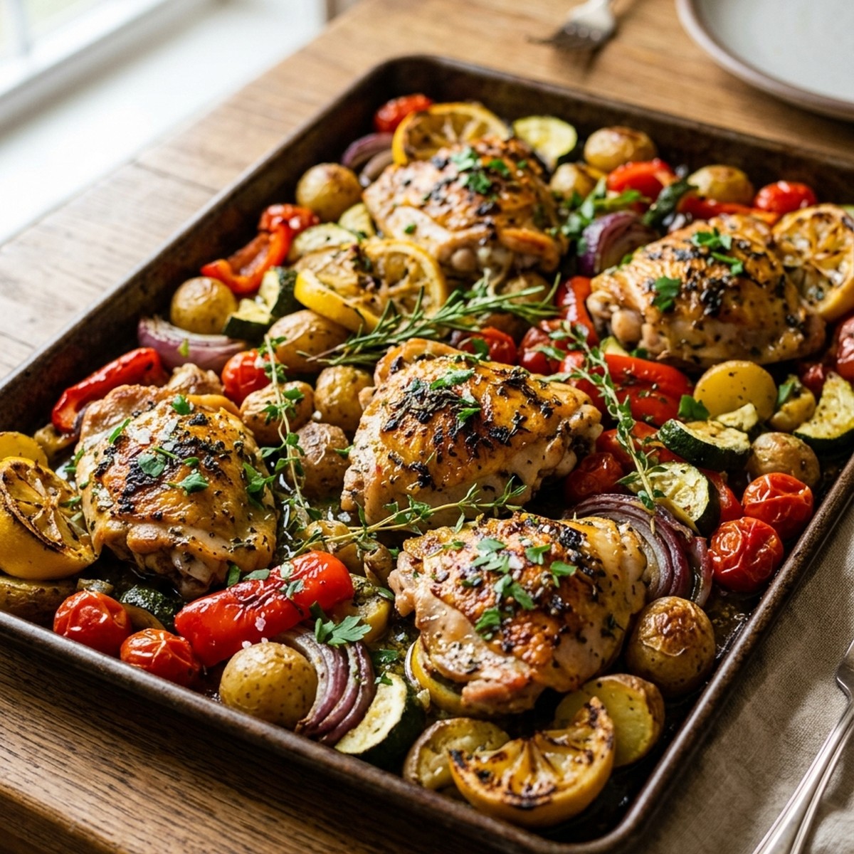 Sheet Pan Lemon Herb Chicken And Vegetables