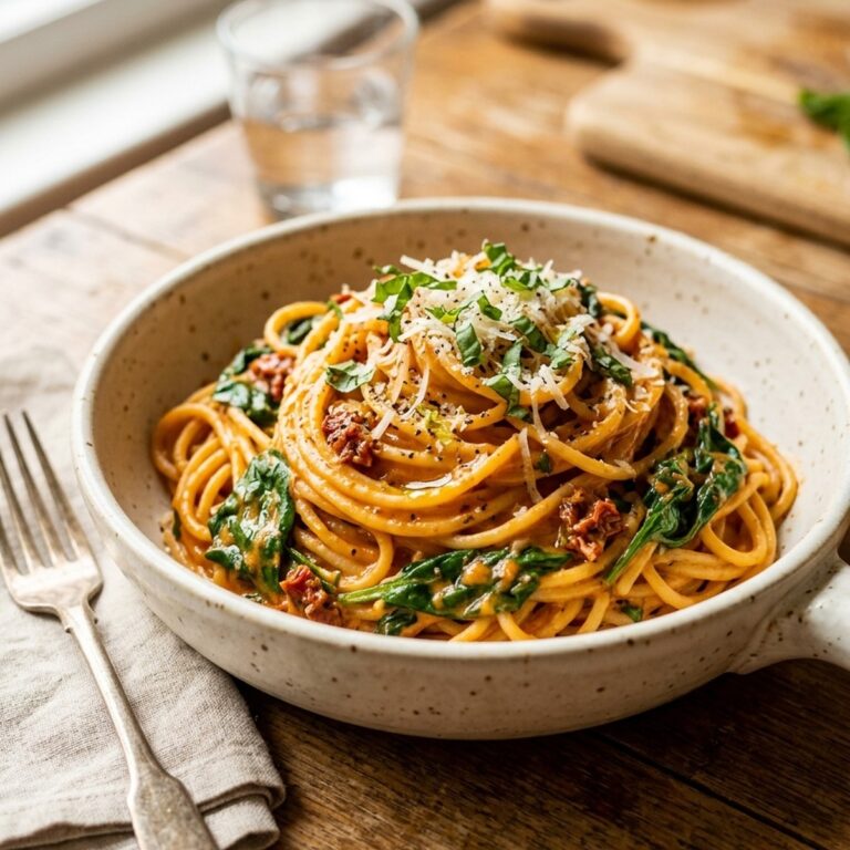 Spaghetti Spinach With Sun-Dried Tomato Cream Sauce