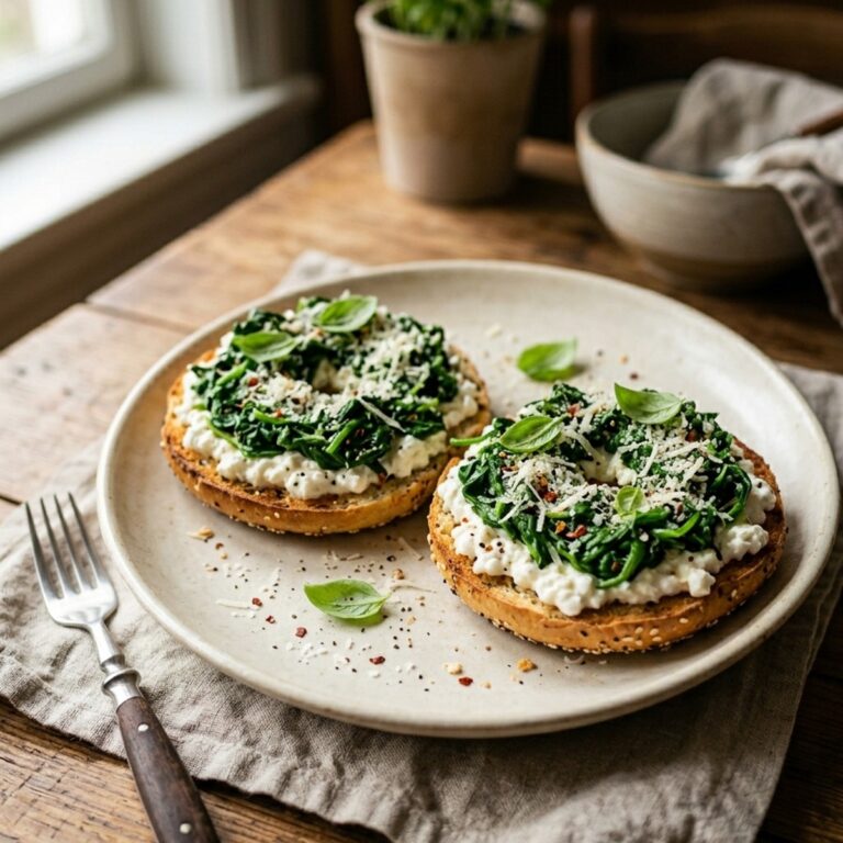 Spinach Cottage Cheese Flagels