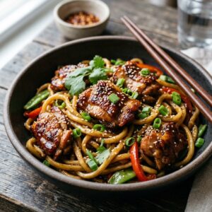 Sticky Garlic Chicken Noodles