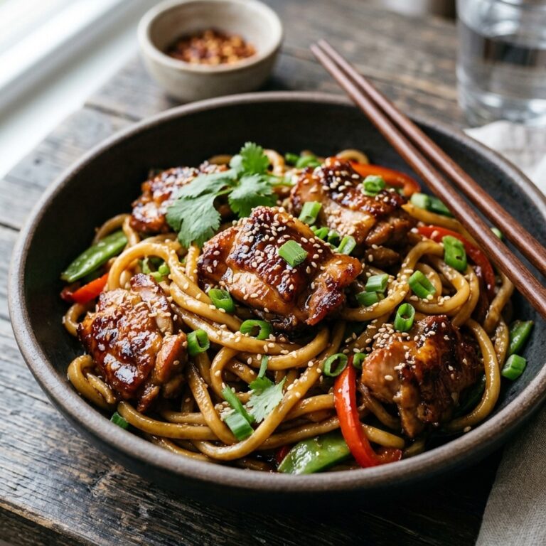 Sticky Garlic Chicken Noodles