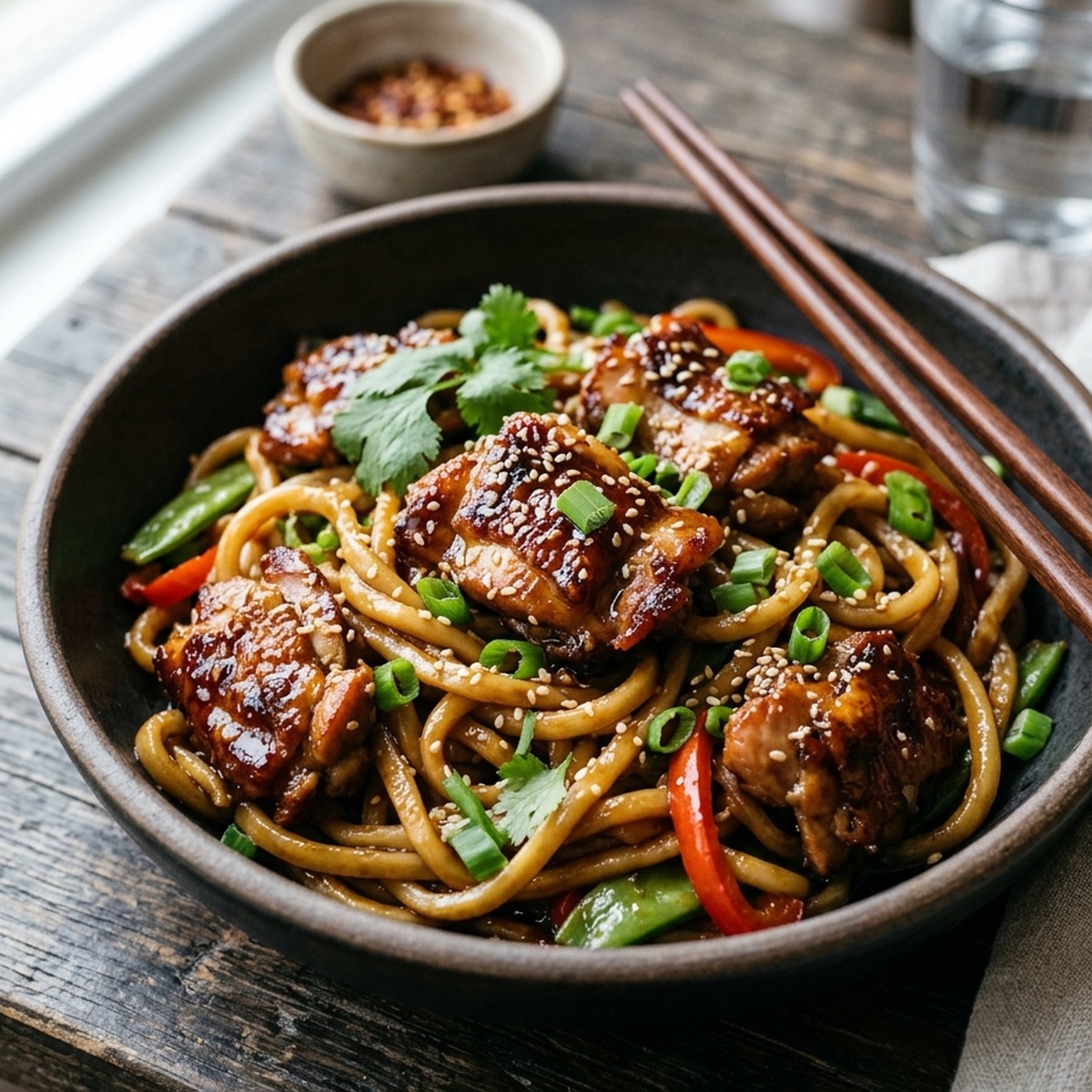 Sticky Garlic Chicken Noodles
