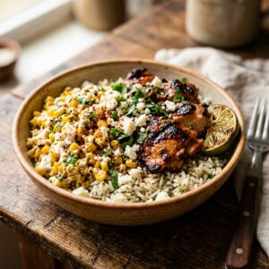 Street Corn Chicken Rice Bowl
