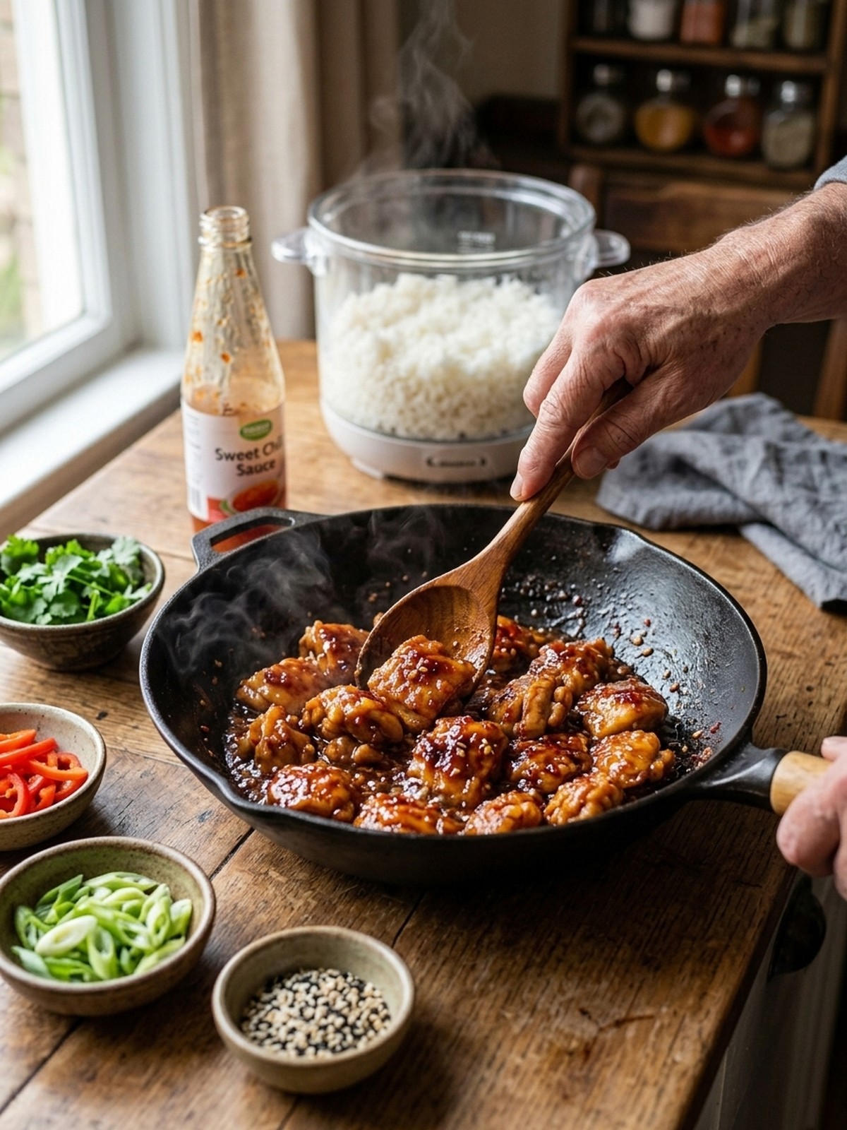 Step by step preparation of Sweet Chili Chicken Bowl
