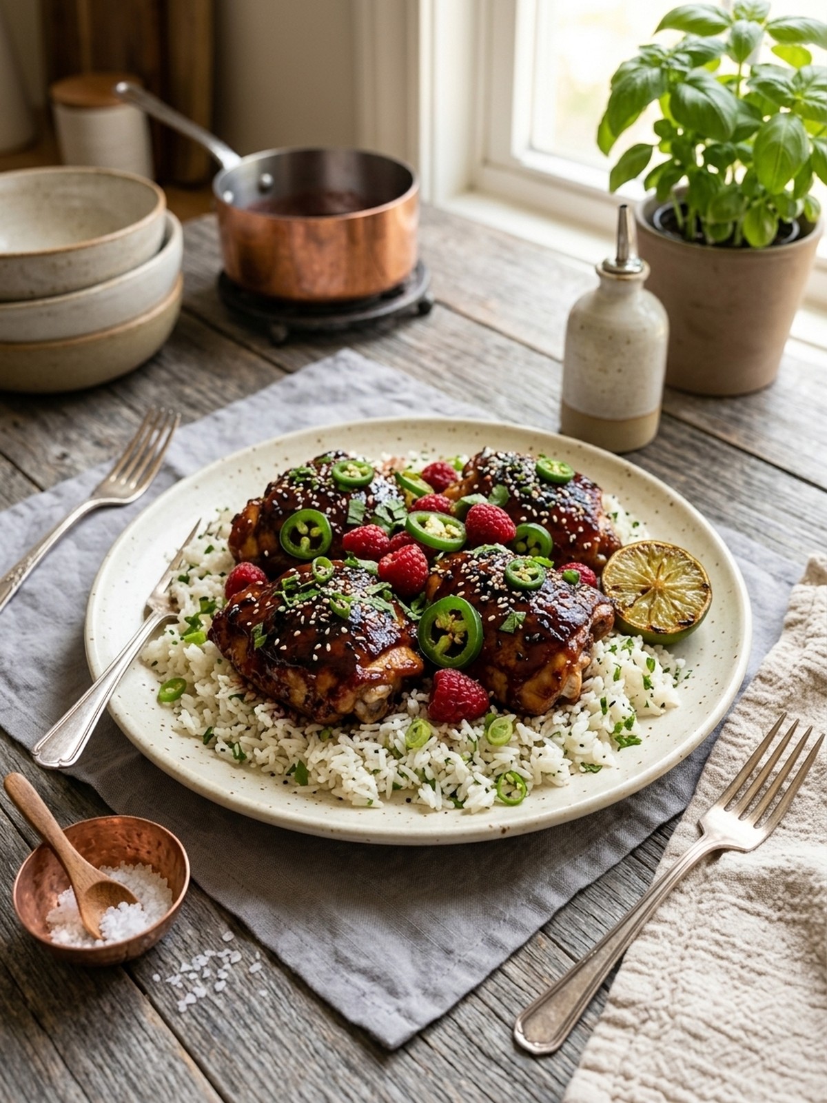 Serving and variation ideas for Sweet & Spicy Jalapeño Raspberry Chicken