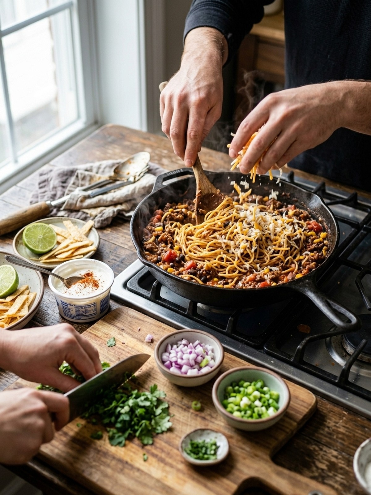 Step by step preparation of Taco Spaghetti To Die For