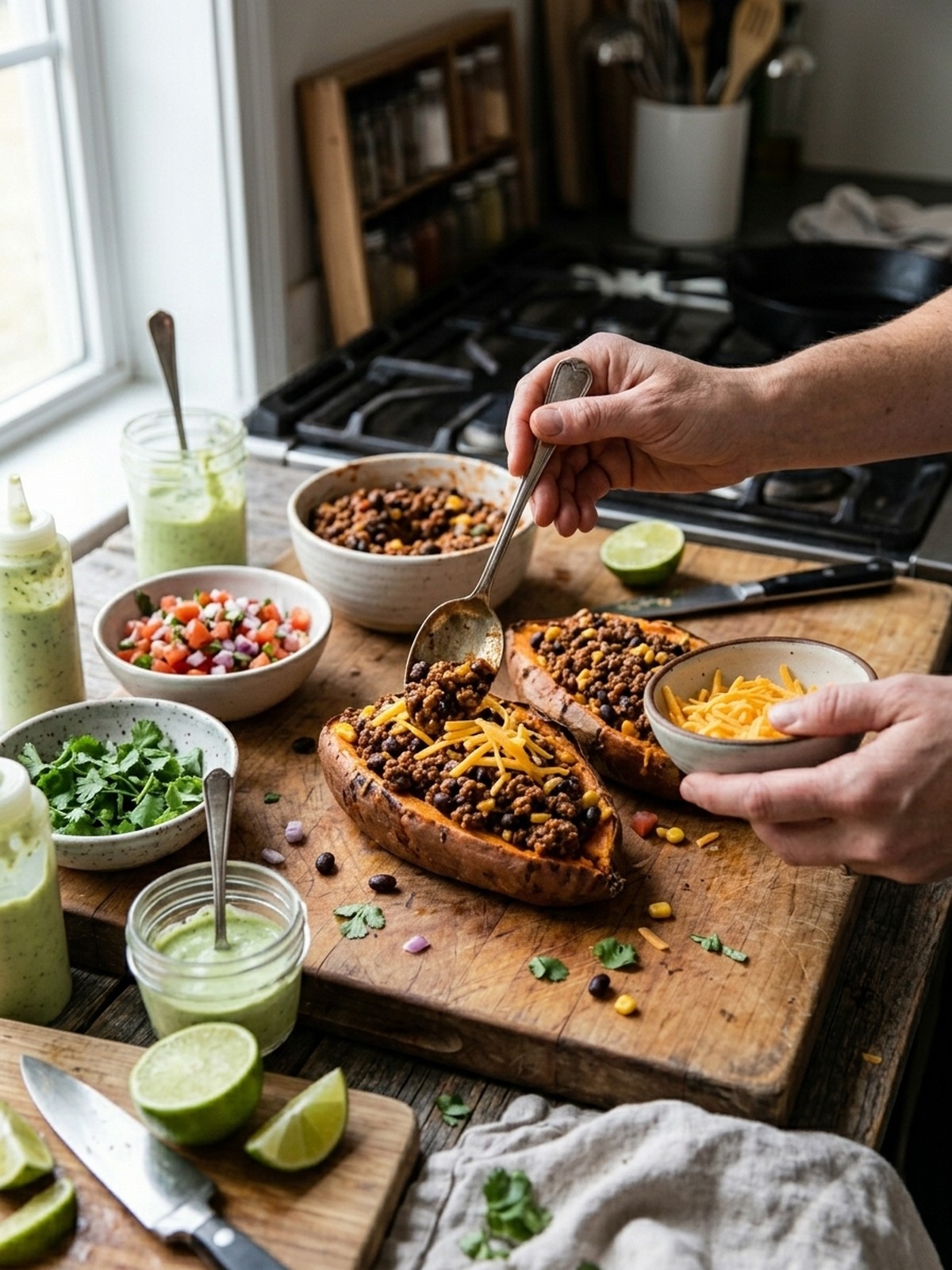 Step by step preparation of Taco Stuffed Sweet Potatoes