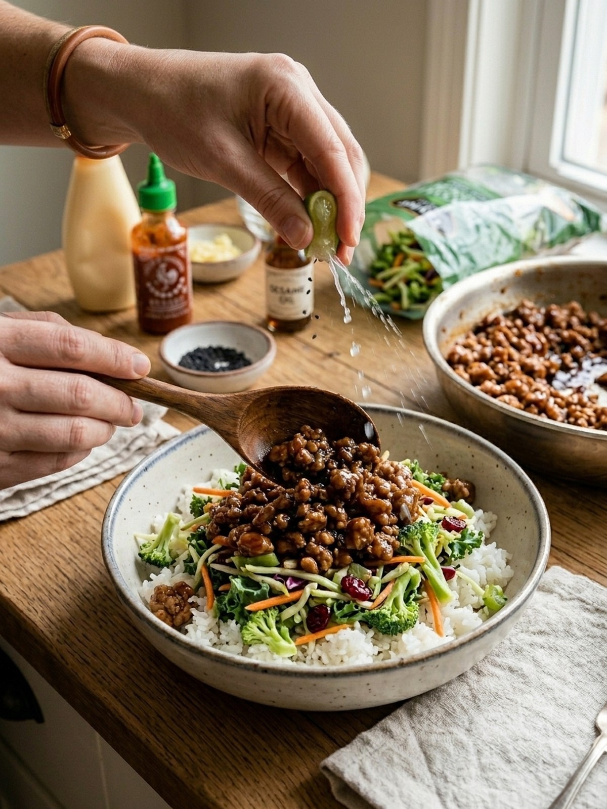 Step by step preparation of Teriyaki Ground Turkey Bowl