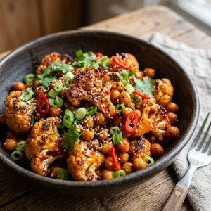 Vegan Hot Honey Cauliflower And Chickpeas