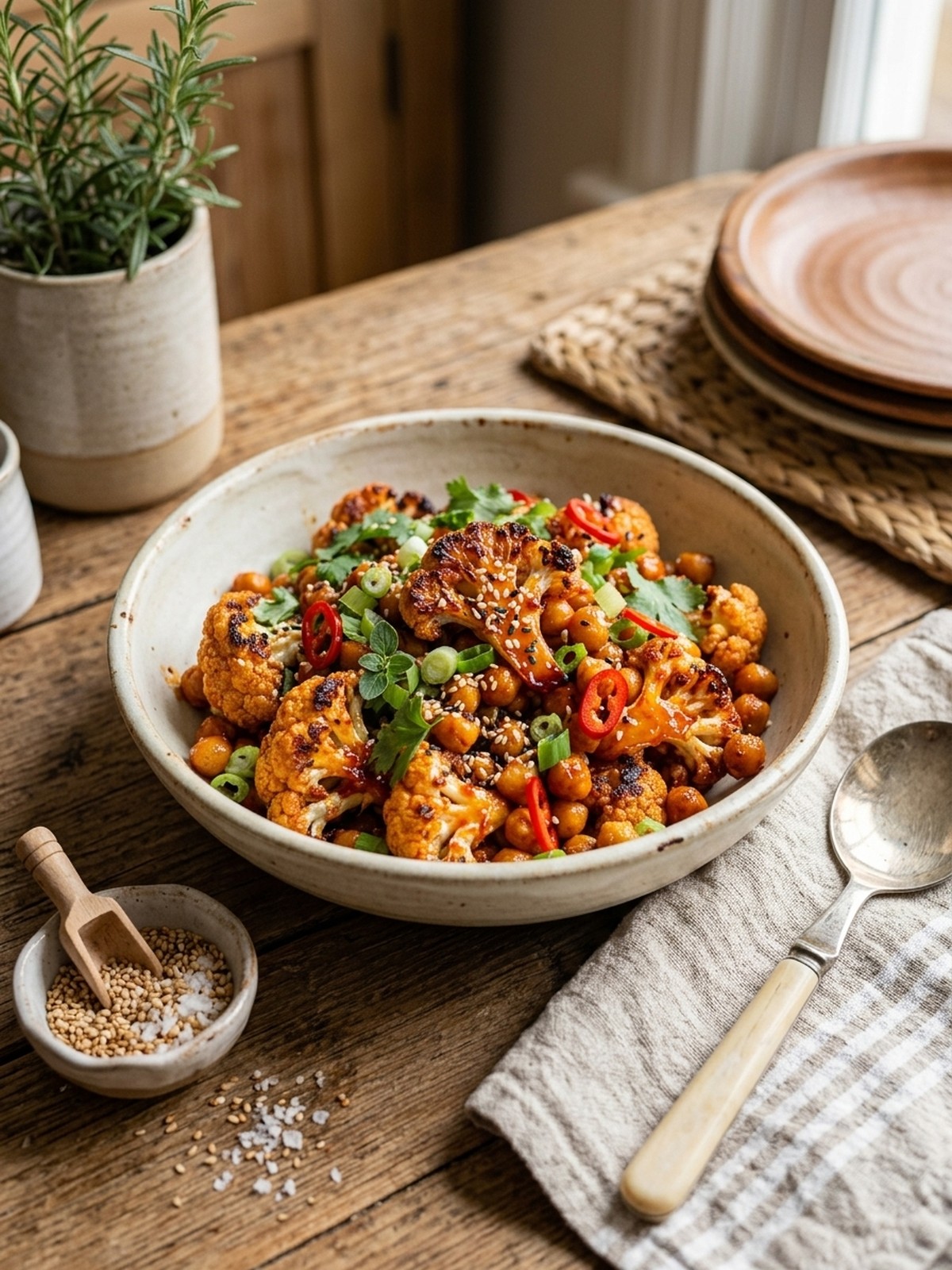 Serving and variation ideas for Vegan Hot Honey Cauliflower And Chickpeas