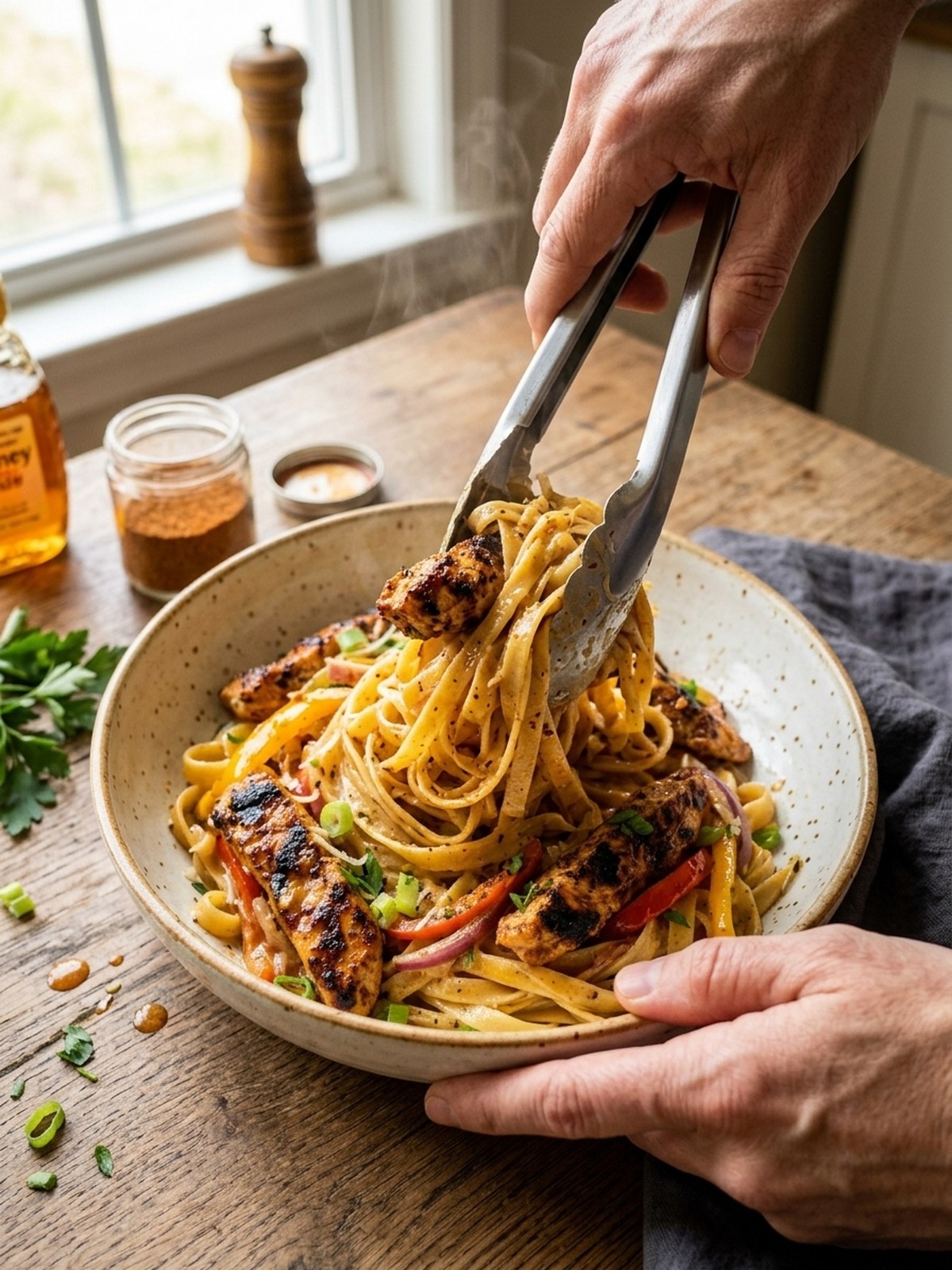 Step by step preparation of Cajun Honey Butter Chicken Pasta