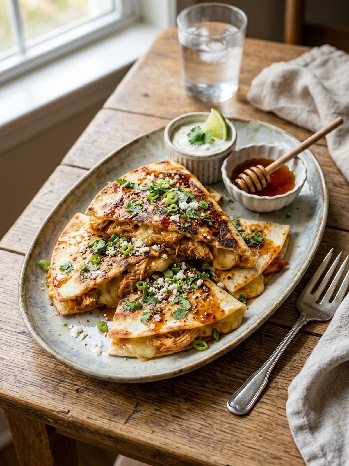 Serving and variation ideas for Cheesy Hot Honey Chicken Quesadillas