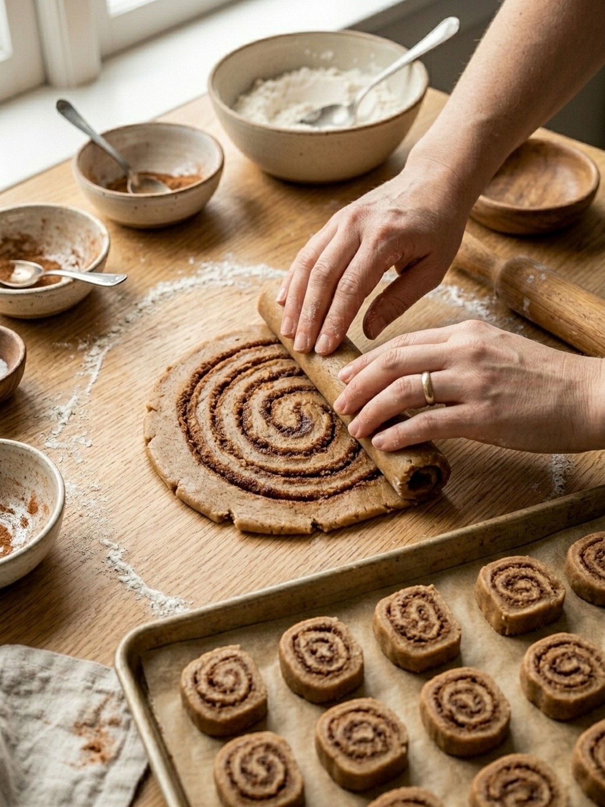 Step by step preparation of Cinnamon Roll Cookies