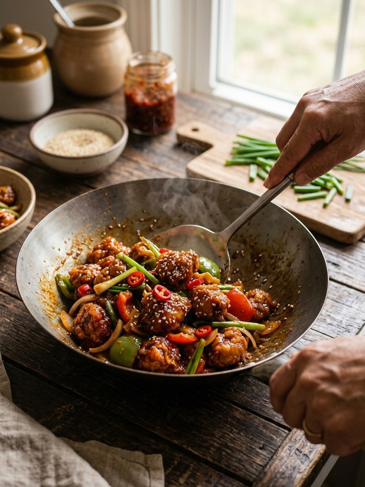 Step by step preparation of Dragon Chicken