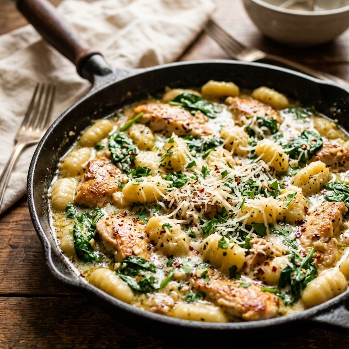 Garlic Chicken Gnocchi Skillet