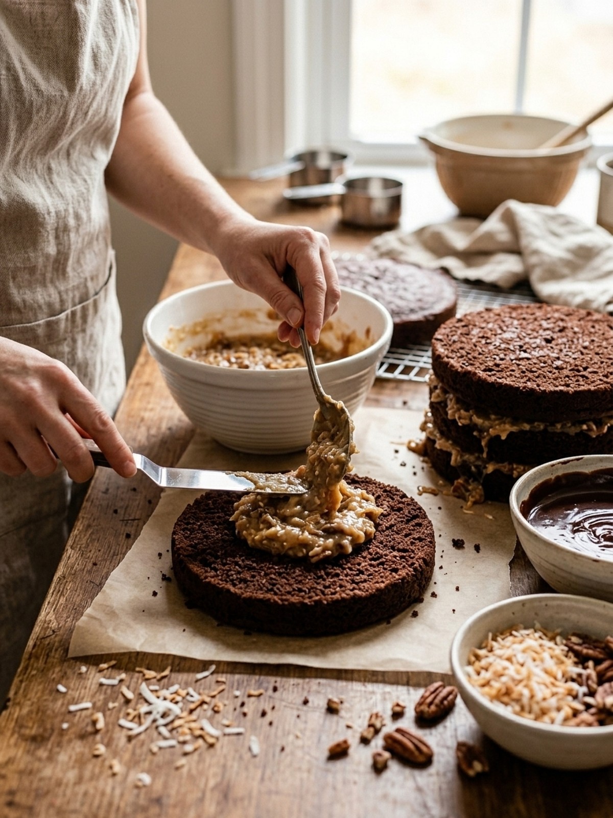 Step by step preparation of German Chocolate Cake