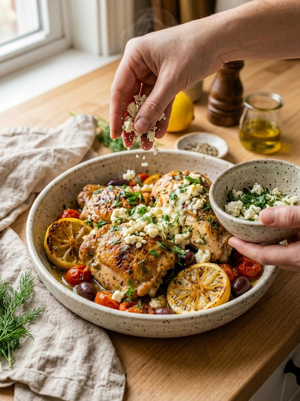 Step by step preparation of Greek Chicken With Lemon And Feta
