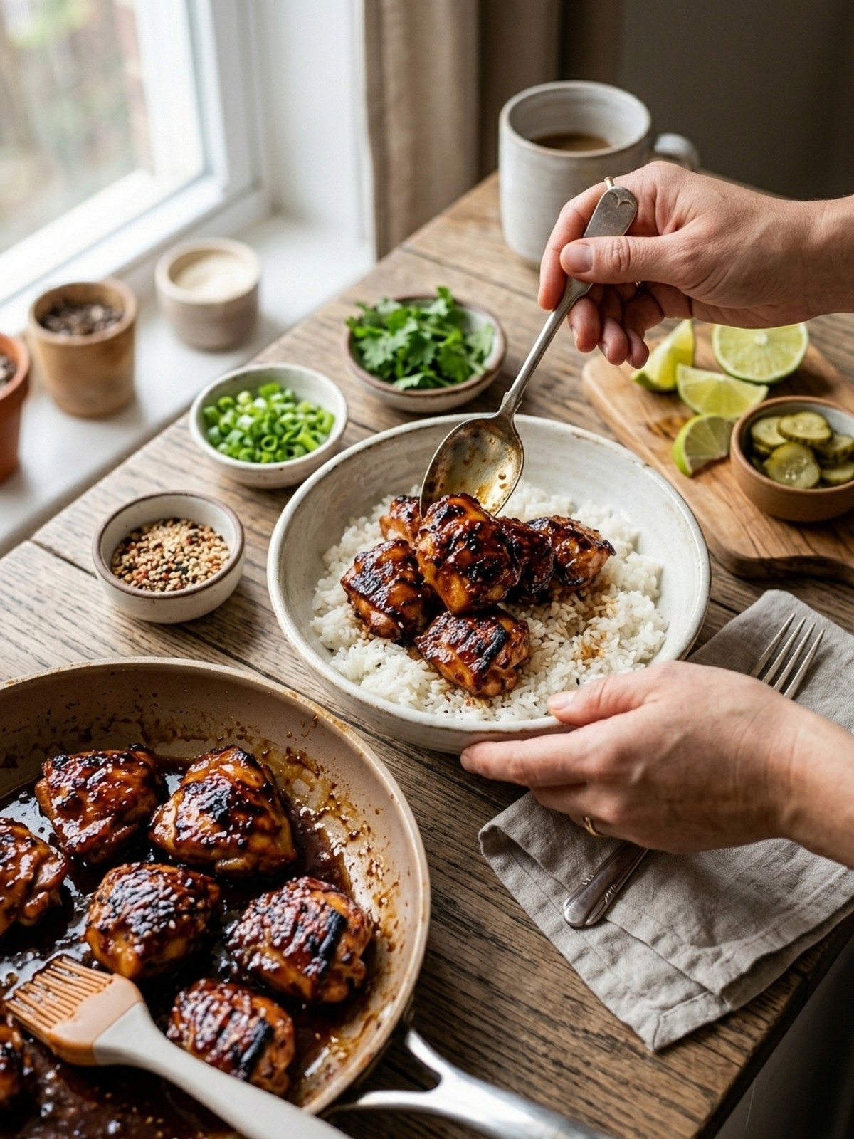 Step by step preparation of Honey BBQ Chicken Rice