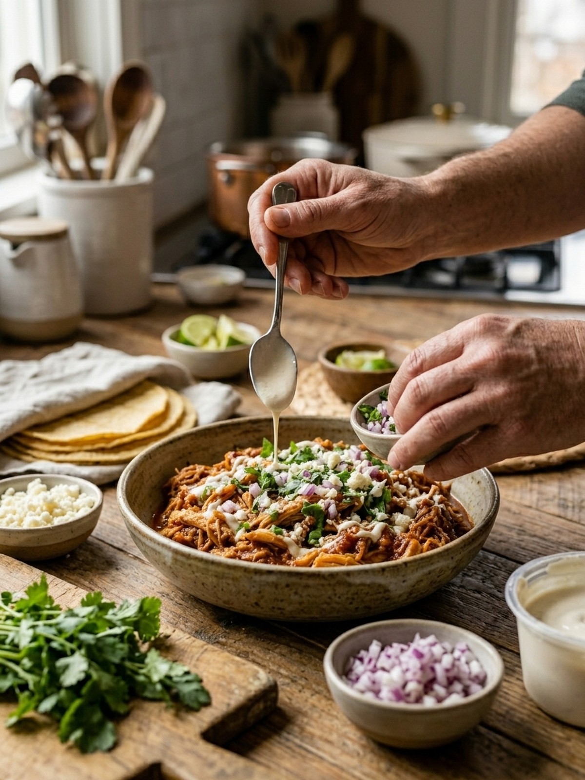 Step by step preparation of Mexican Pulled Chicken