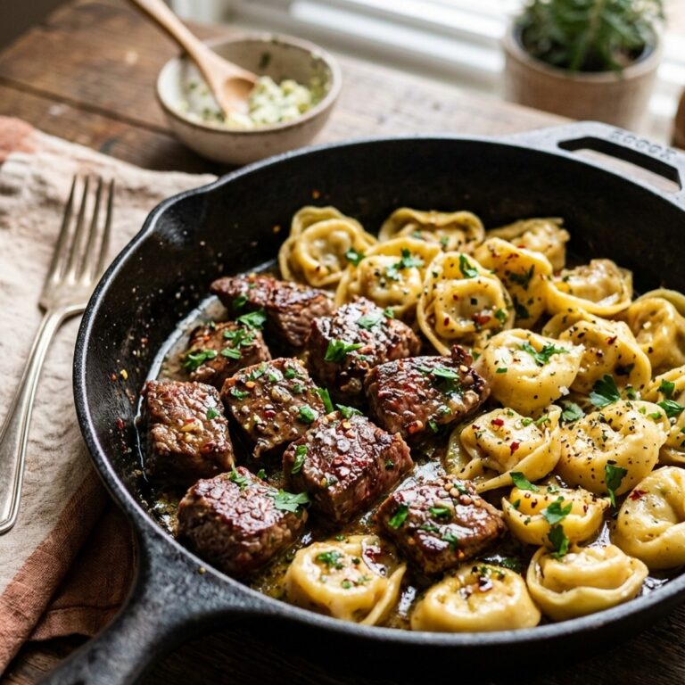 One-Pan Cowboy Butter Tortellini Steak Bites