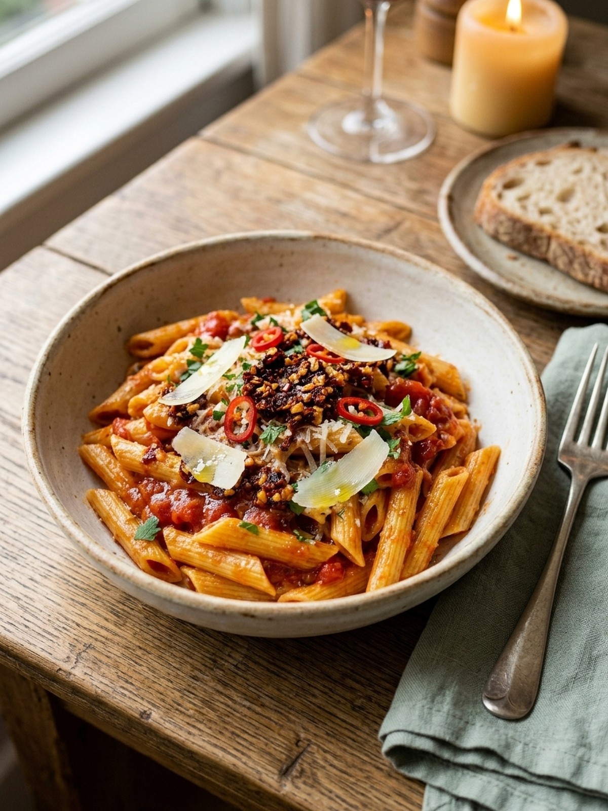 Serving and variation ideas for Penne Arrabbiata with Chili Crisp