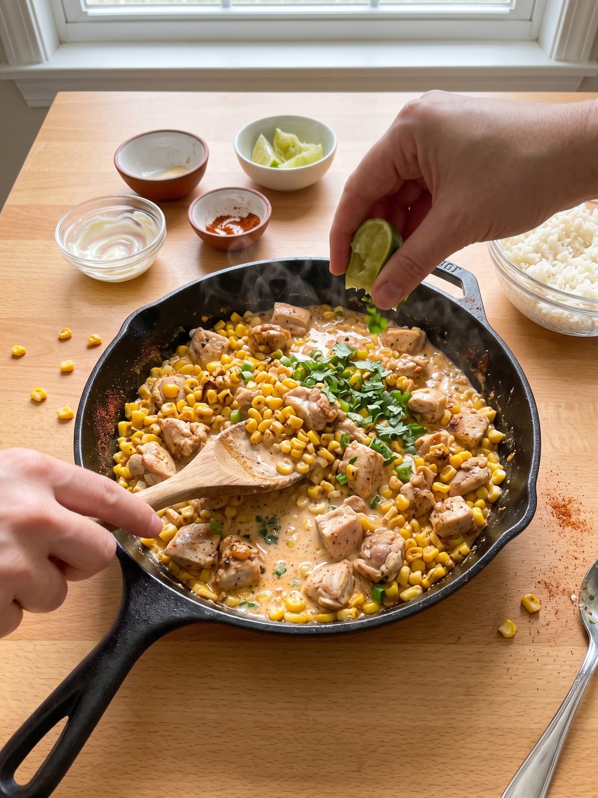 Step by step preparation of High Protein Chicken Street Corn Bowls
