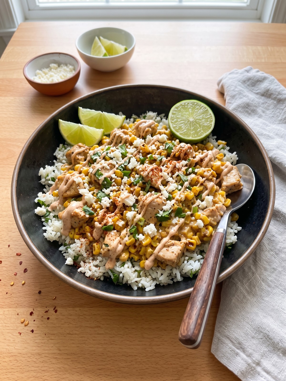Serving and variation ideas for High Protein Chicken Street Corn Bowls