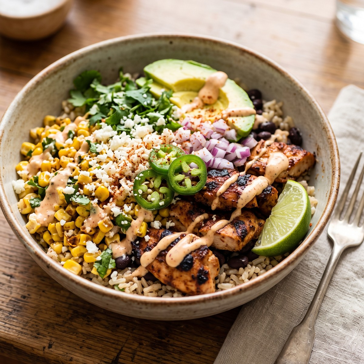 High Protein Chicken Street Corn Bowls