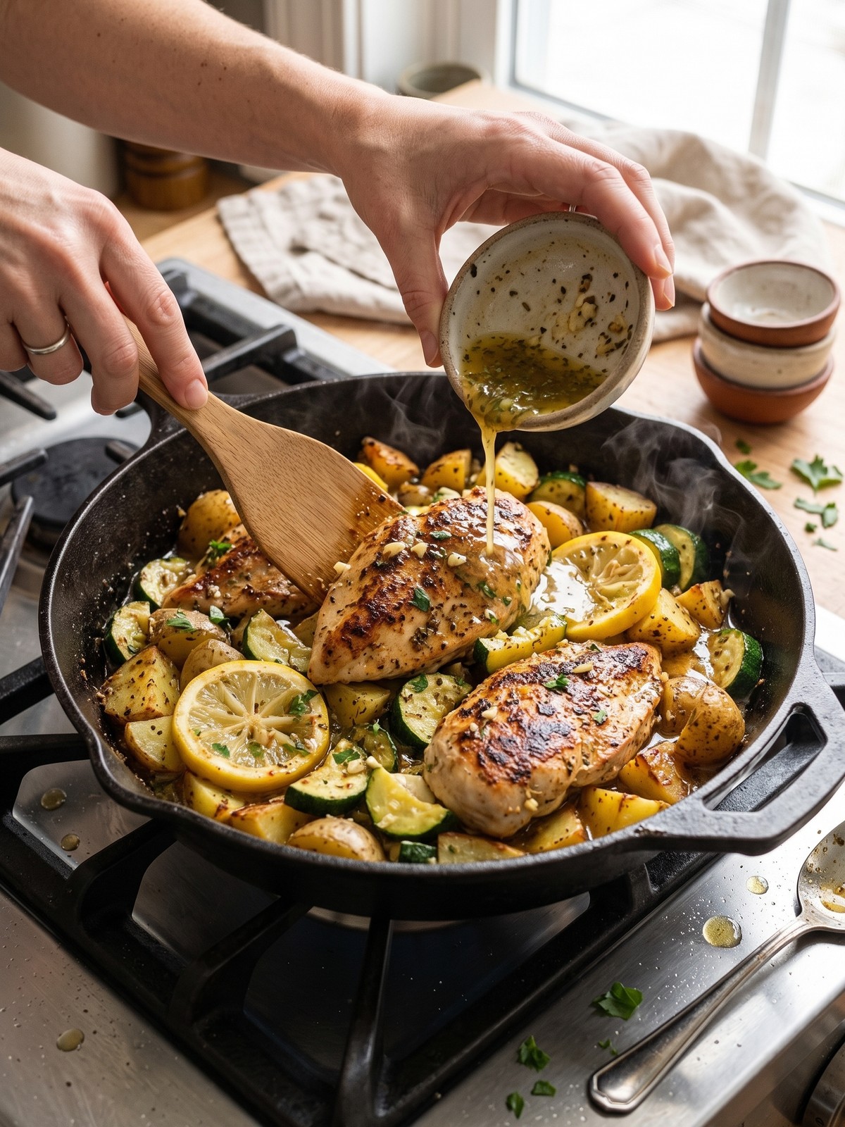 Step by step preparation of Lemon Garlic Chicken Meal Prep
