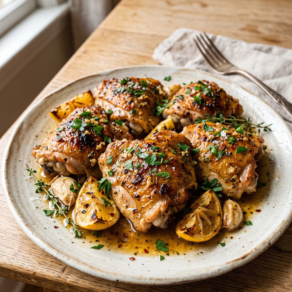 Lemon Garlic Chicken Thighs