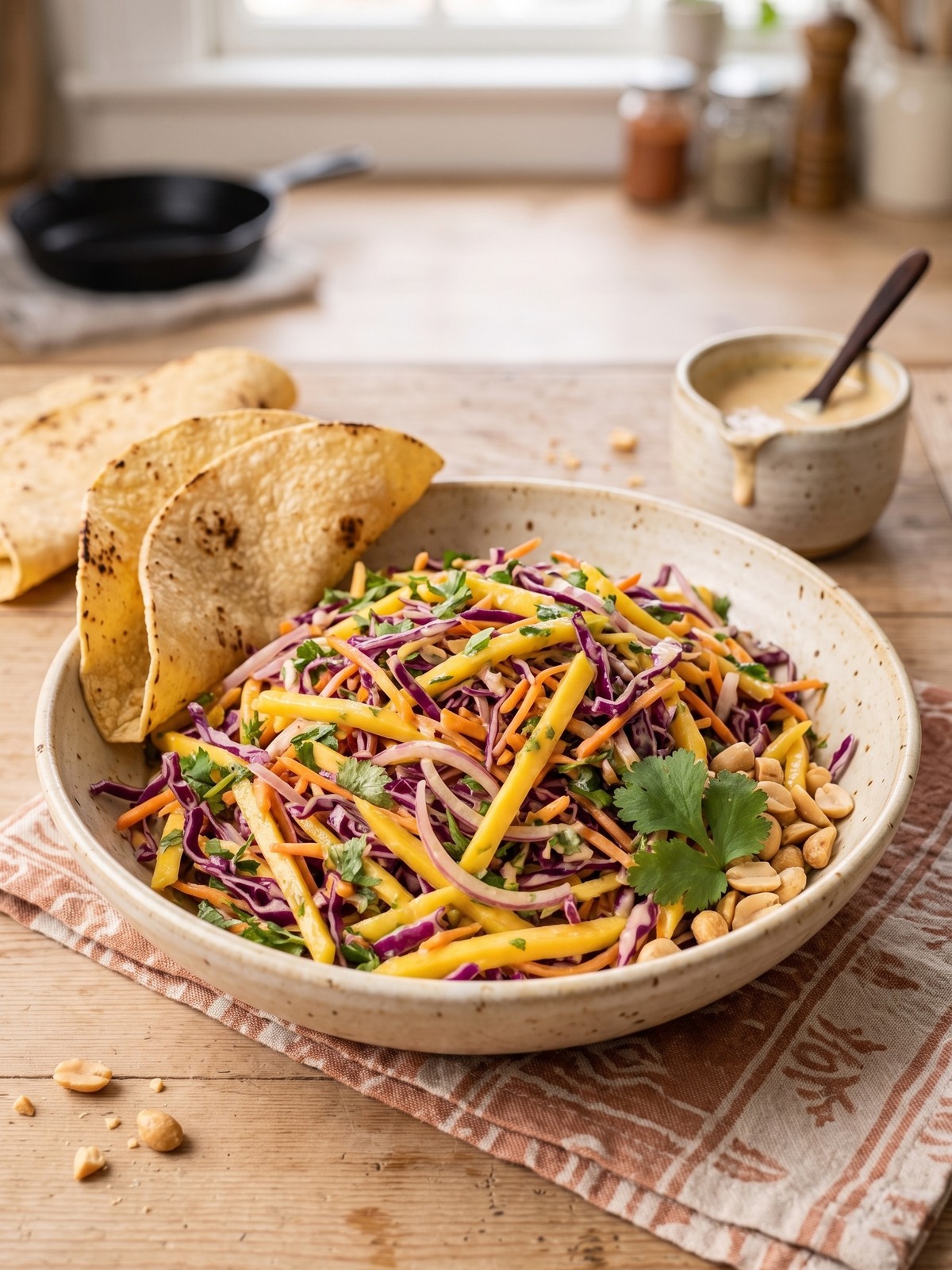 Serving and variation ideas for Mango Slaw with citrus and fresh herbs